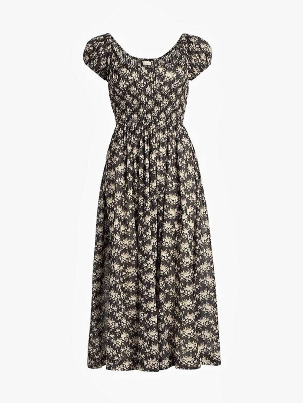 DOEN Quinley Dress Floral Midi Black & Cream Size Medium NWT